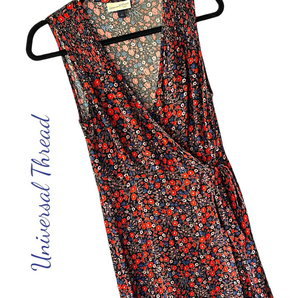 UNIVERSAL THREAD | NWOT | SLEEVELESS WRAP DRESS FLORAL DITZY PRINT |  SZ: SMALL